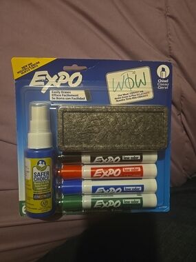 Expo Whiteboard Marker Set with Eraser and Cleaner - Black/Red/Blue/Green